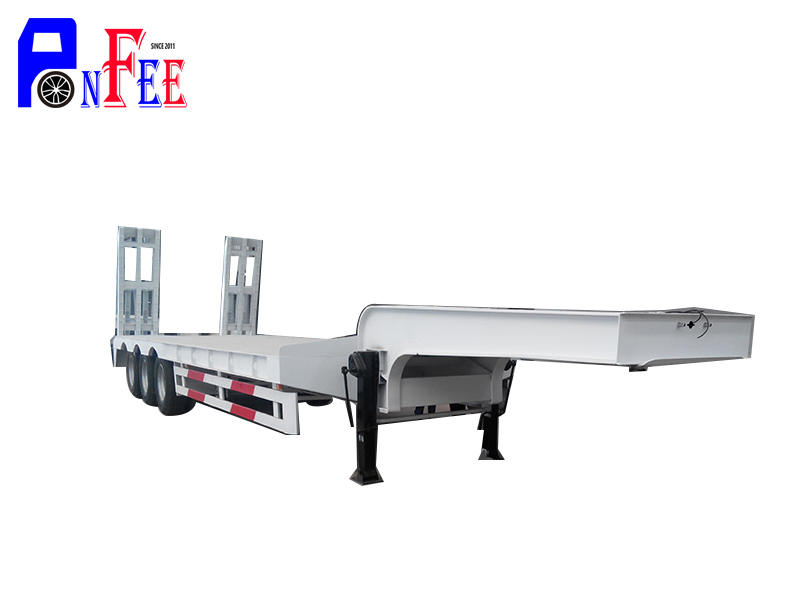 China New 60 Tons Load Capacity 3 Axles 12 Wheelers Low Bed Trailer