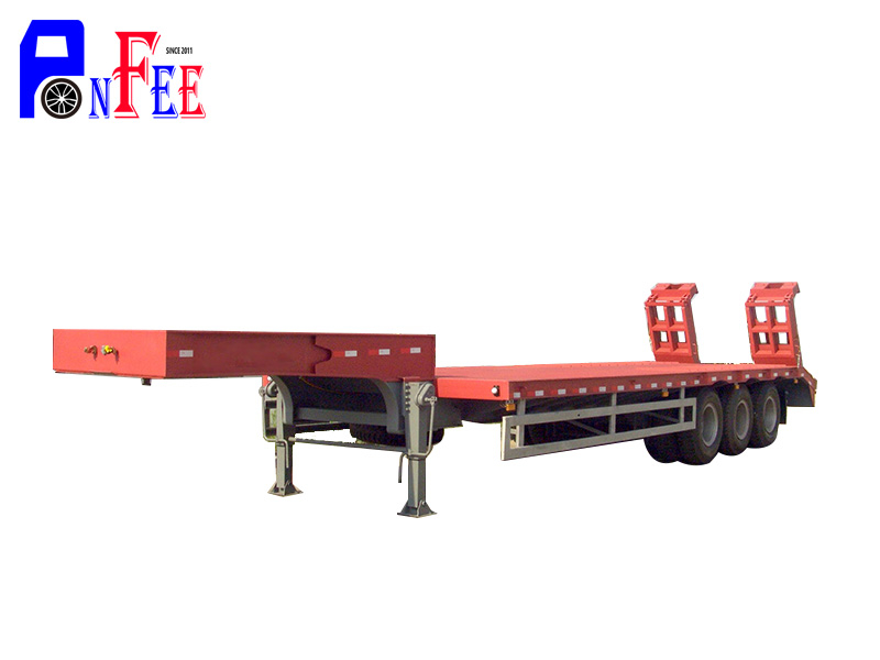 China New 60 Tons Load Capacity 3 Axles 12 Wheelers Low Bed Trailer