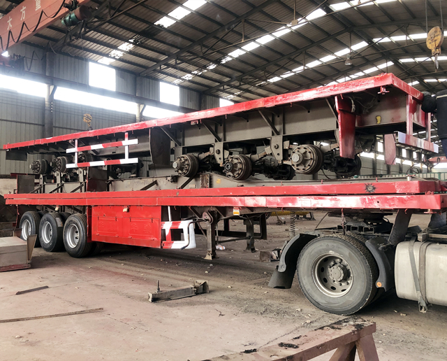 2018 Year Used Faltbed Trailer 3 Axles 40-50 Tons Capacity Transport 20ft and 40ft Containers